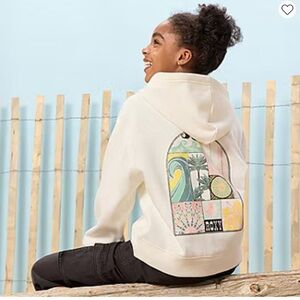 Roxy Kids' Cream Hoodie with Graphic Patch size 7
